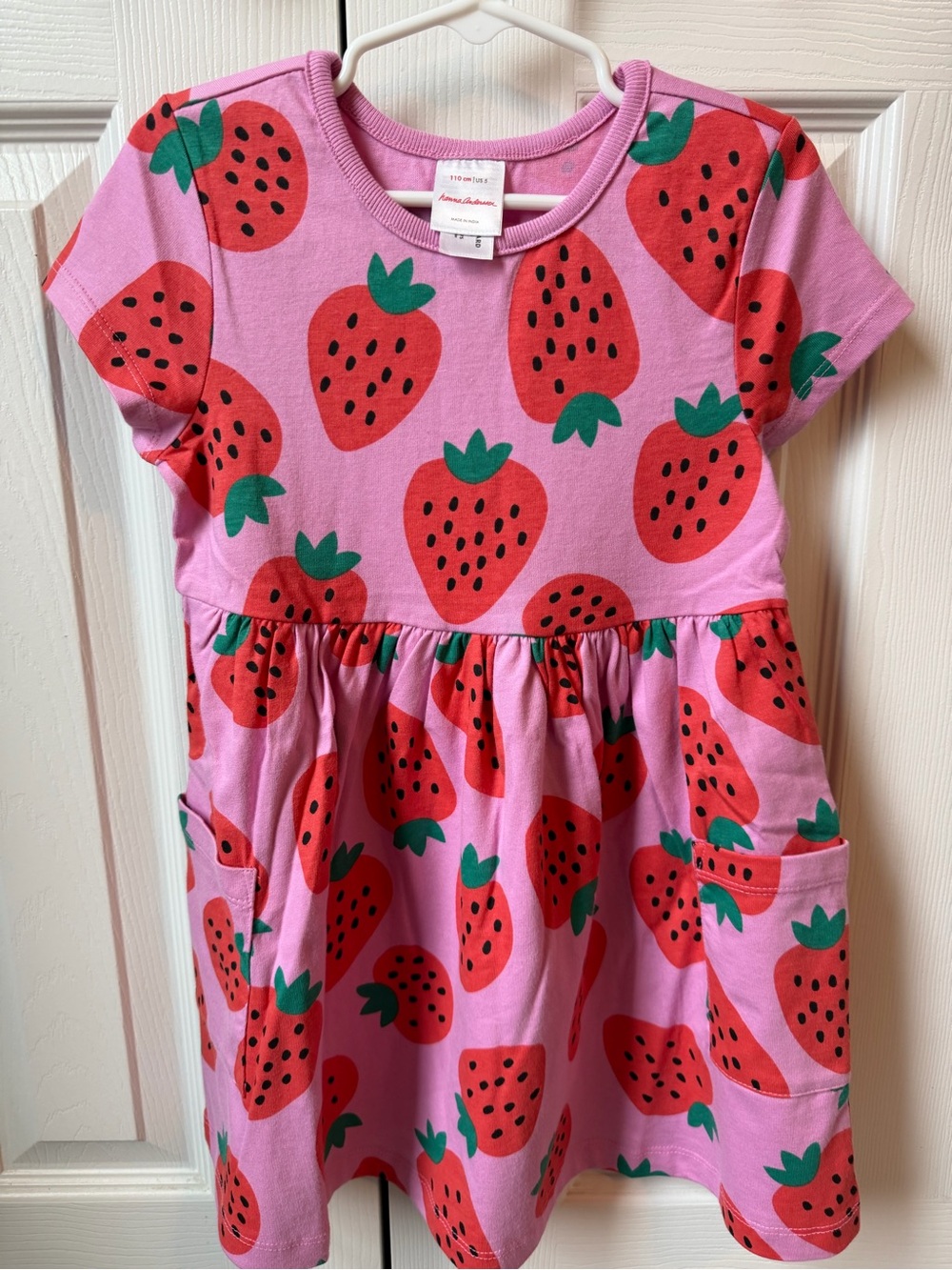 Hanna Andersson Pink Dress with Red Strawberry Print
